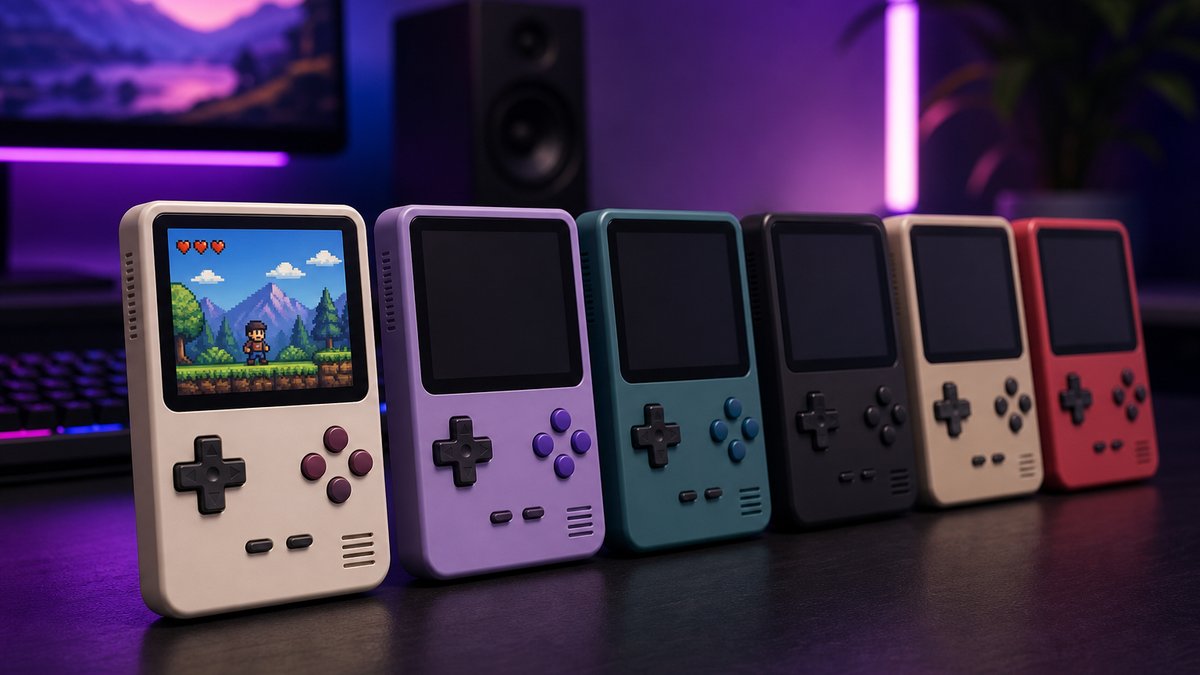 Best retro gaming handhelds under $100 lined up on a gaming desk