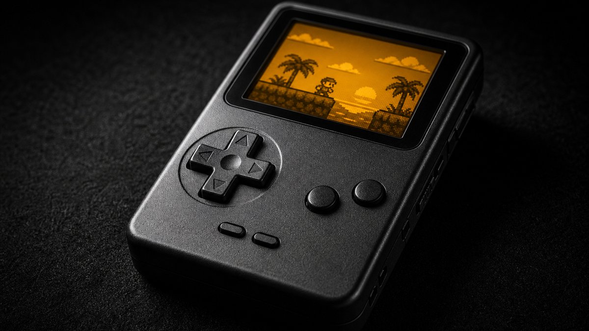 Best retro gaming handheld under $50 in dramatic spotlight on black felt